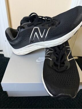 New Balance Black and White Mesh Athletic Sneakers